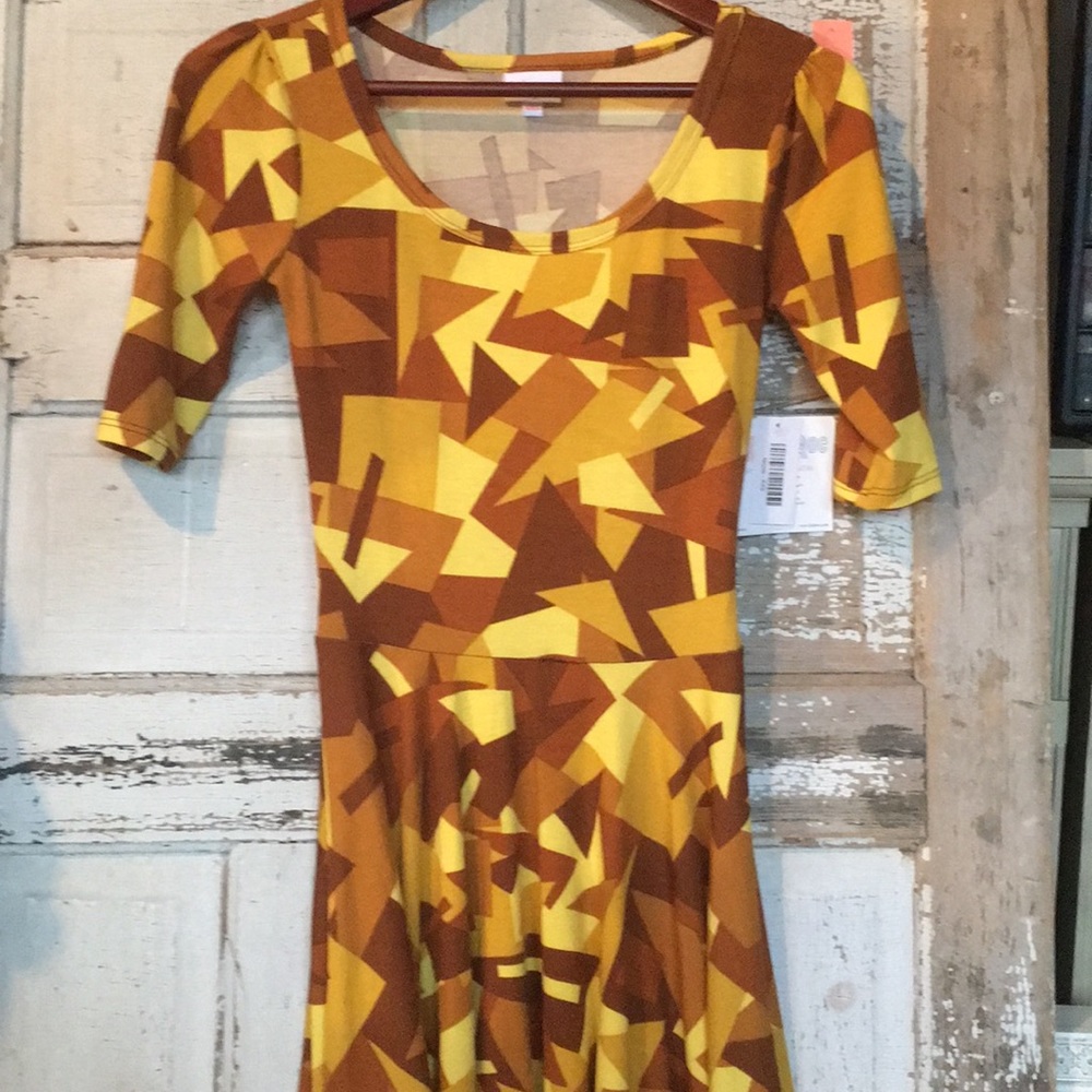 NWT Yellow Geometric Nicole Lu La Roe Dress